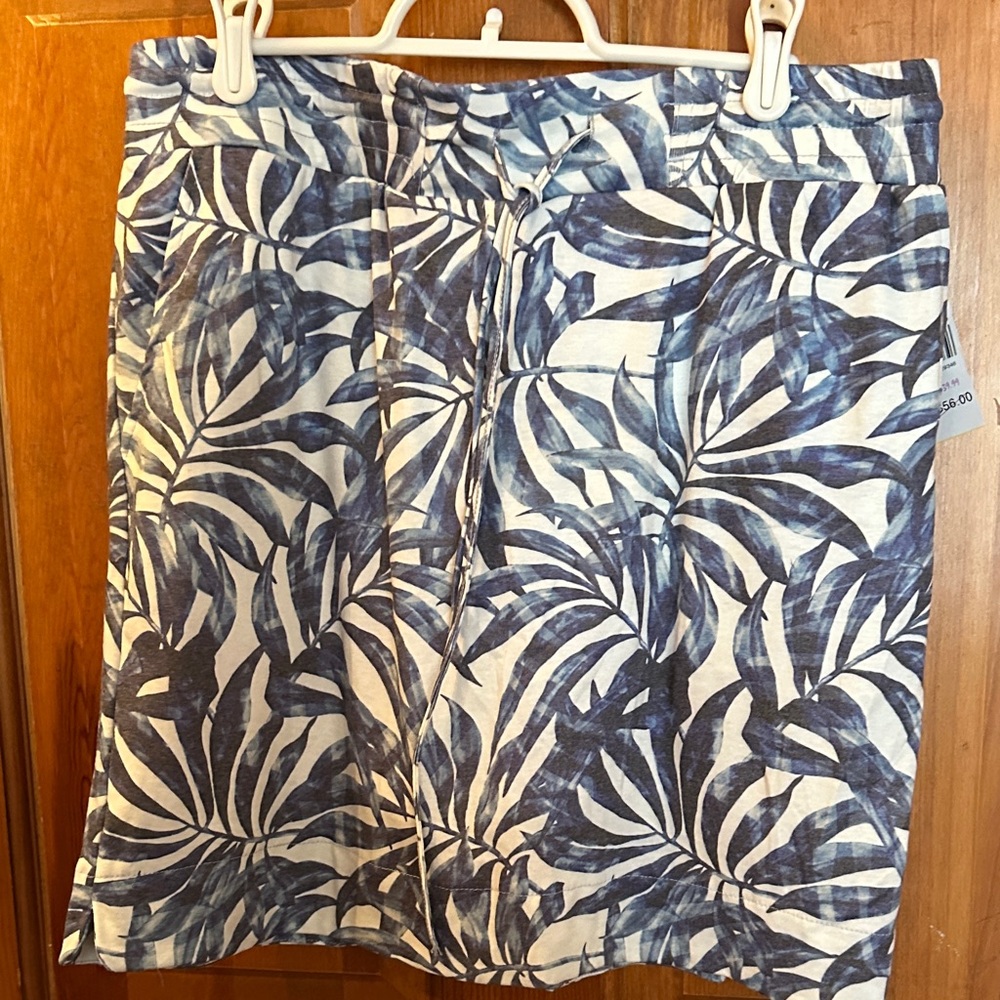 Tropical Blue and White A-Line Skirt